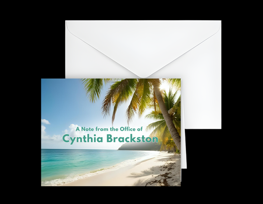 Note Card (Landscape Fold) - Beach Office Personalized