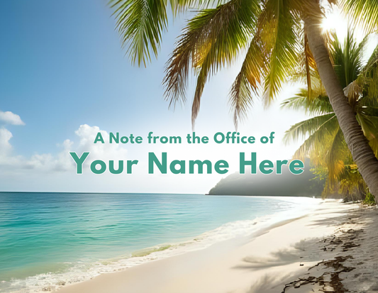 Note Card (Landscape Fold) - Beach Office Personalized