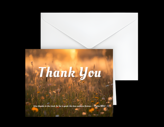 Note Card (Landscape Fold) - Thank You on Wildflowers