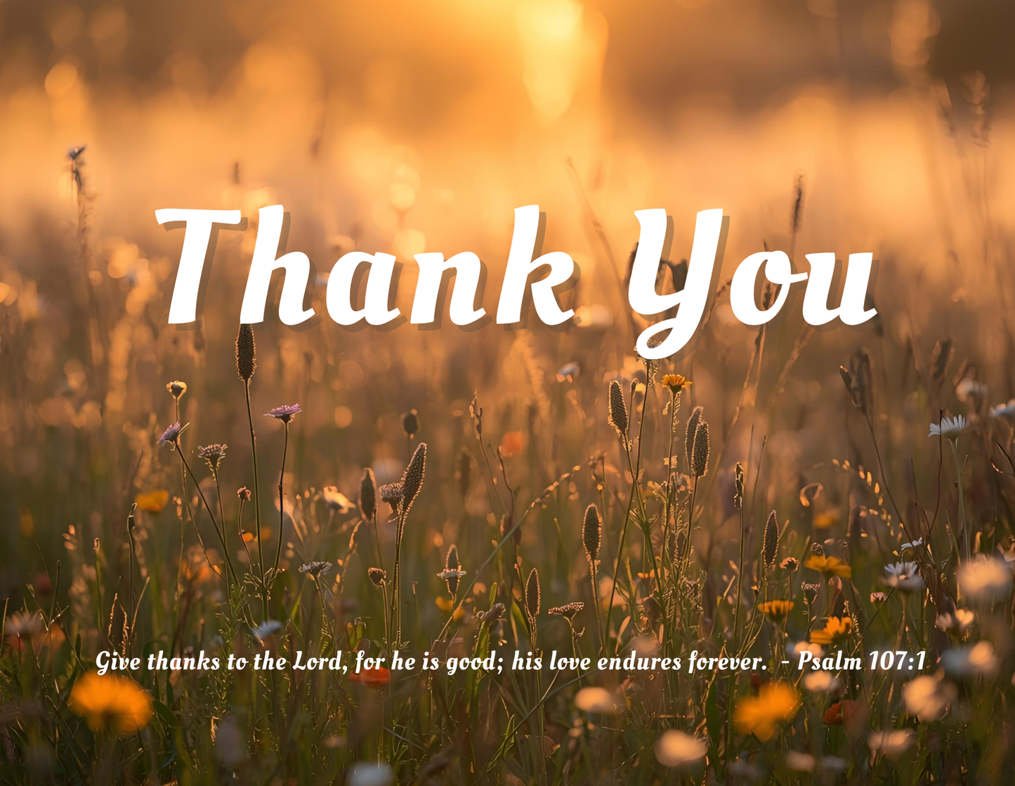 Note Card (Landscape Fold) - Thank You on Wildflowers