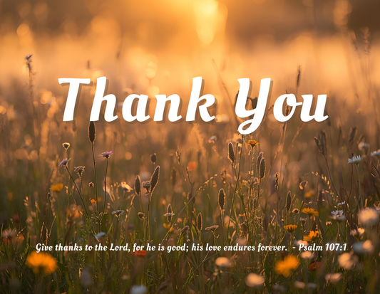 Note Card (Landscape Fold) - Thank You on Wildflowers