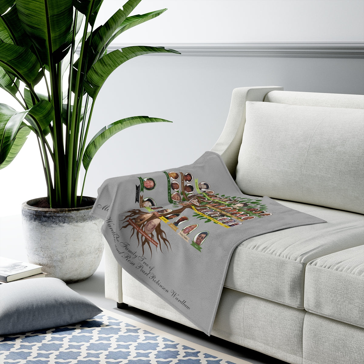 "1st Grands" - Wardlaw-Robinson 1st Grandchildren Exclusive Generational Plush Gray Blanket 40x30