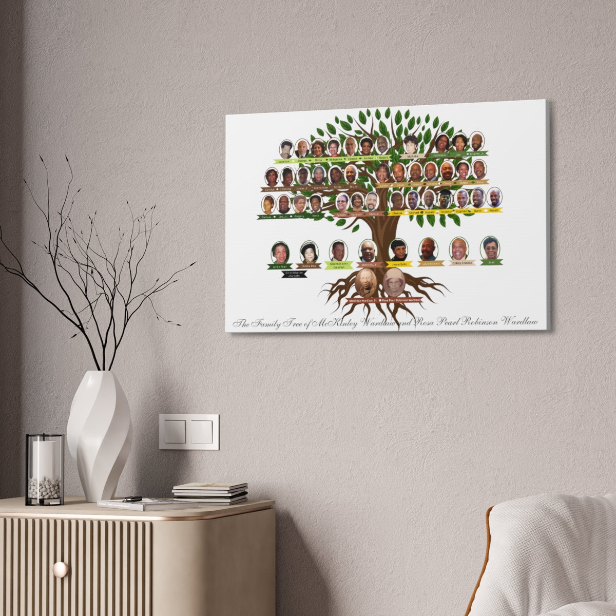 "The 1st Grands" - McKinley and Rosa Wardlaw Family Tree on a Stretched Canvas (2 sizes)
